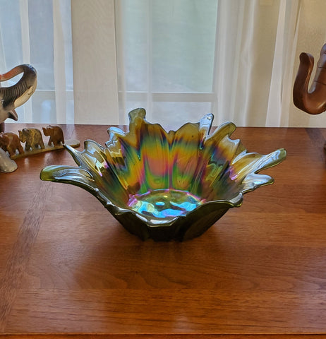 Akcam - Vintage Handmade Iridescent Glass Floral Bowl