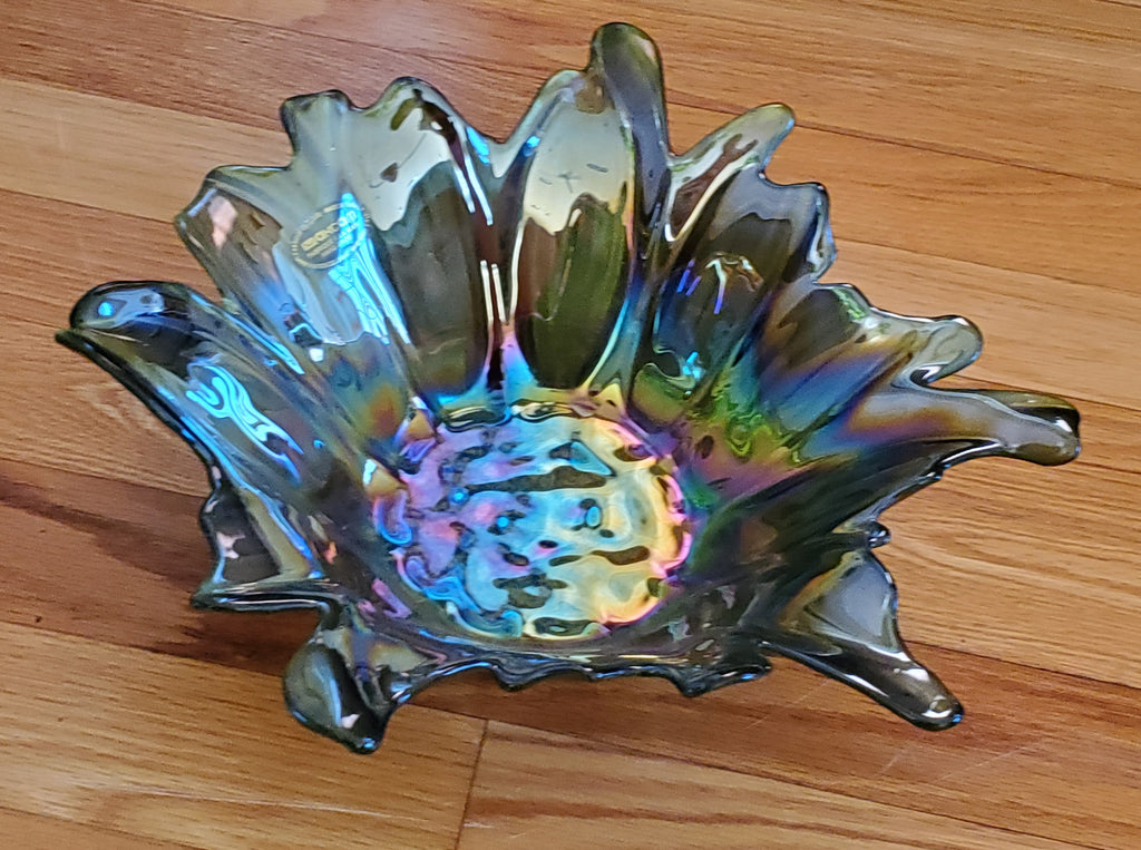 Akcam - Vintage Handmade Iridescent Glass Floral Bowl