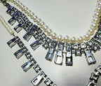 Malene Birger - Vintage Opera Length Multi-Strands of Pearls and Rhinestones Ribbon Tied Necklace - 60"