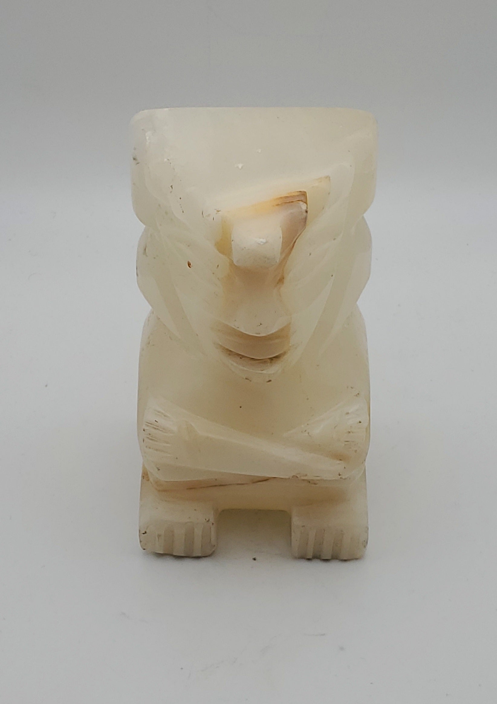 Vintage White Onyx Carved Tiki