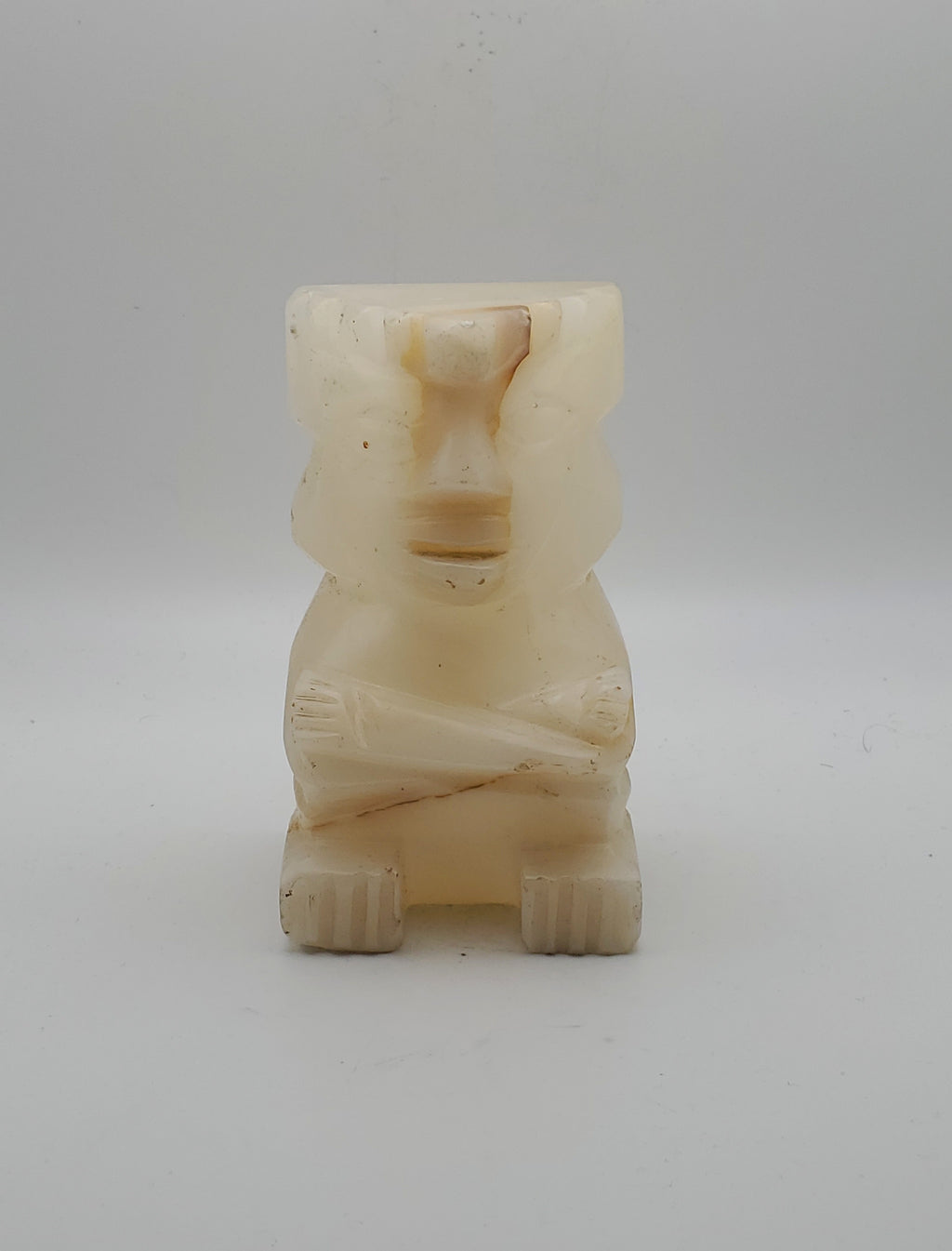 Vintage White Onyx Carved Tiki