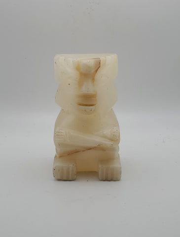 Vintage White Onyx Carved Tiki