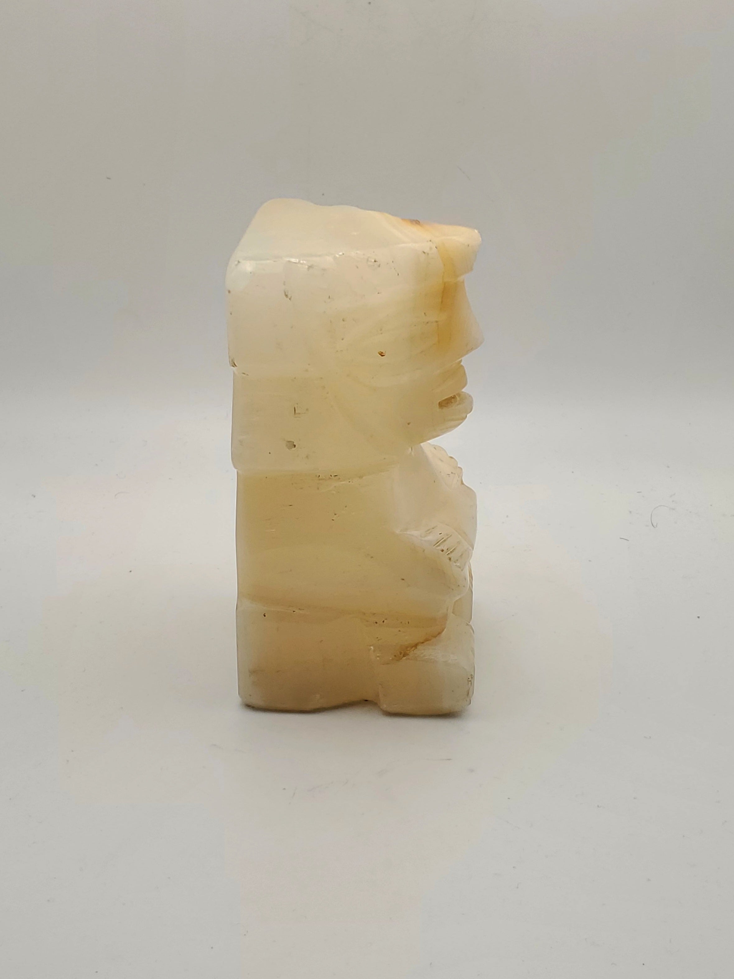 Vintage White Onyx Carved Tiki