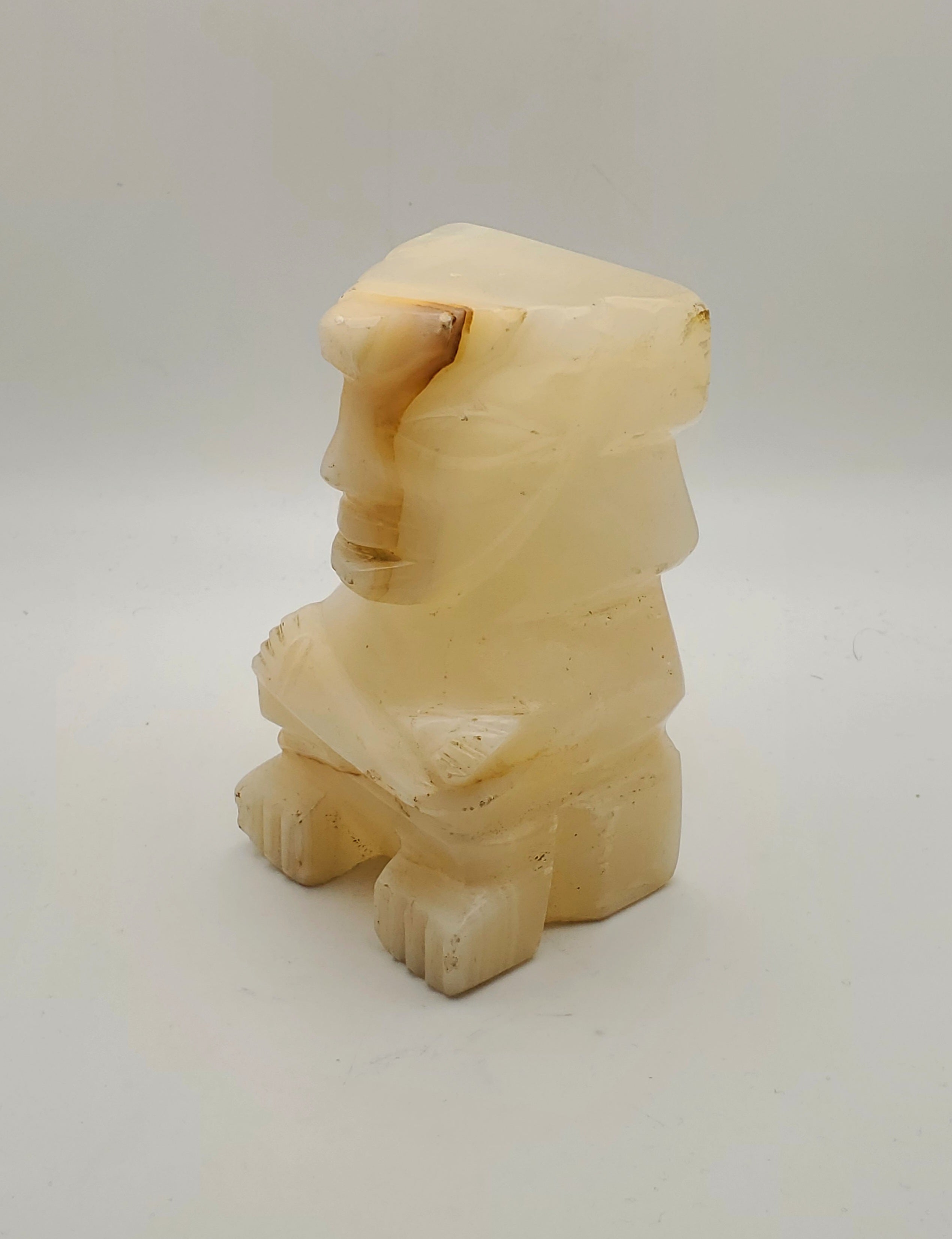 Vintage White Onyx Carved Tiki