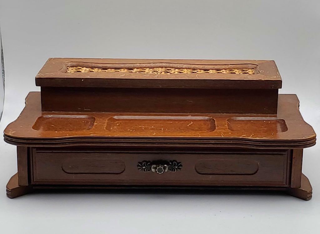Vintage Wood and Wicker Jewelry Box