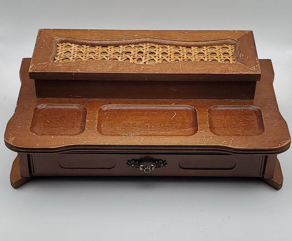 Vintage Wood and Wicker Jewelry Box