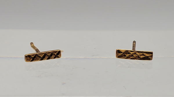 Vintage Gold Plated Sterling Silver Rectangular Stud Earrings