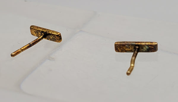 Vintage Gold Plated Sterling Silver Rectangular Stud Earrings