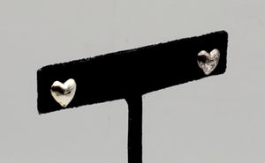 Vintage Pair of Gold and Silver Tone Sterling Silver Heart Stud Earrings