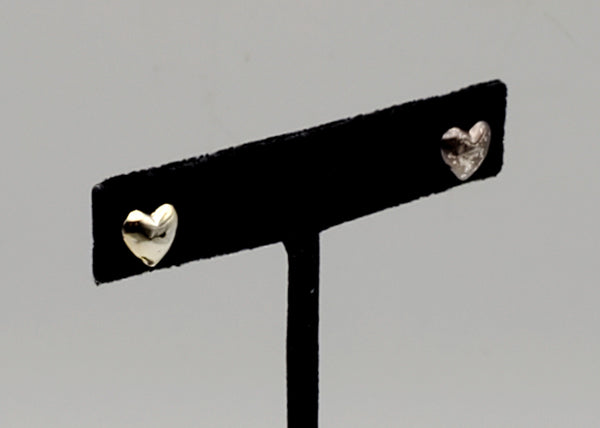 Vintage Pair of Gold and Silver Tone Sterling Silver Heart Stud Earrings