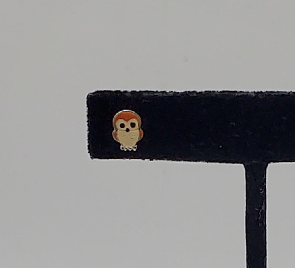 UNMATCHED Sterling Silver and Enamel Owl Stud Earring