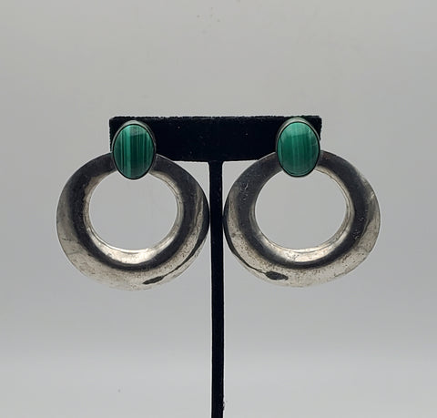 Vintage Handmade Malachite Earrings