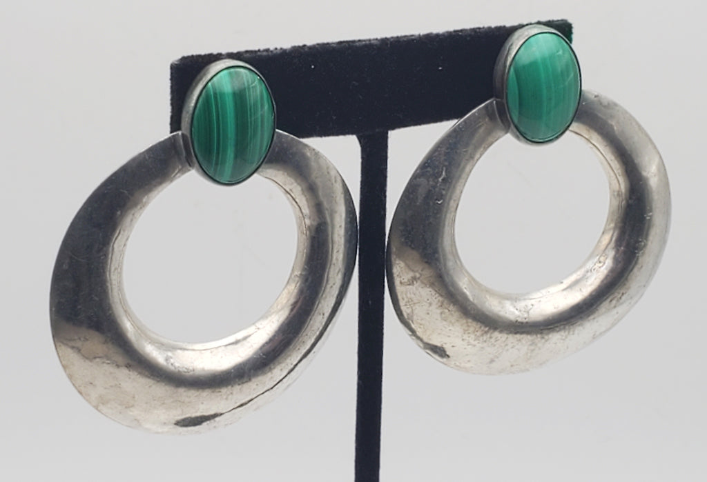 Vintage Handmade Malachite Earrings