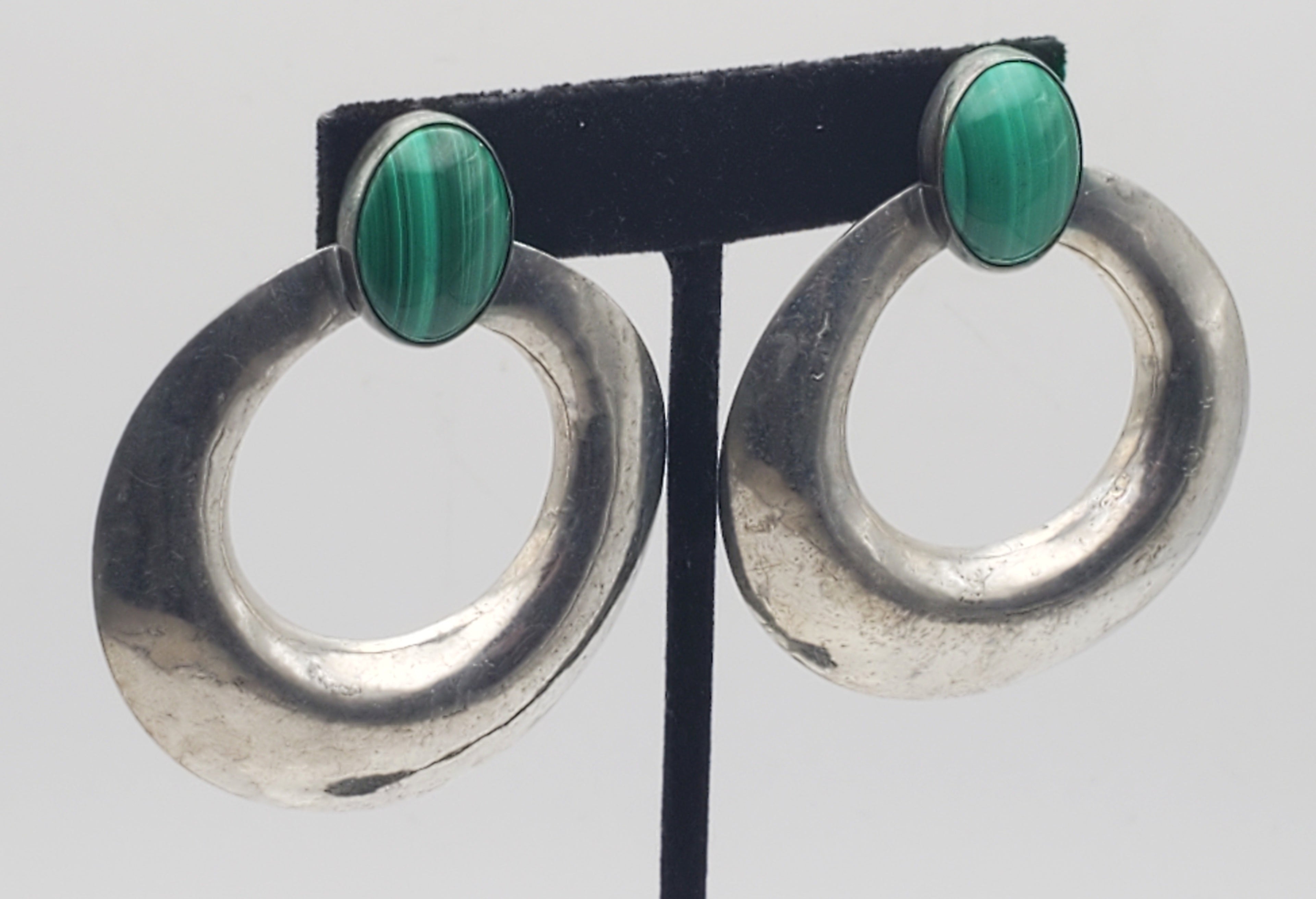 Vintage Handmade Malachite Earrings