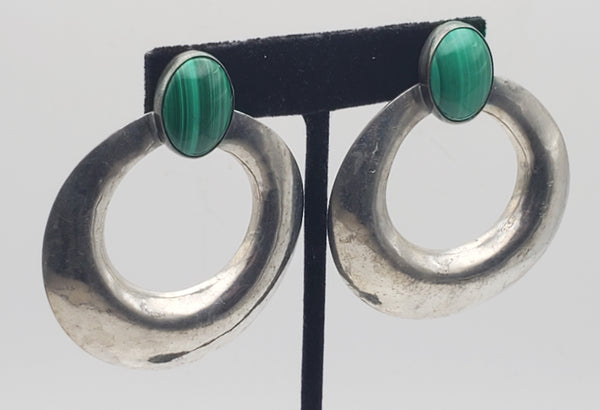 Vintage Handmade Malachite Earrings