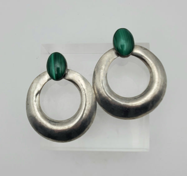 Vintage Handmade Malachite Earrings