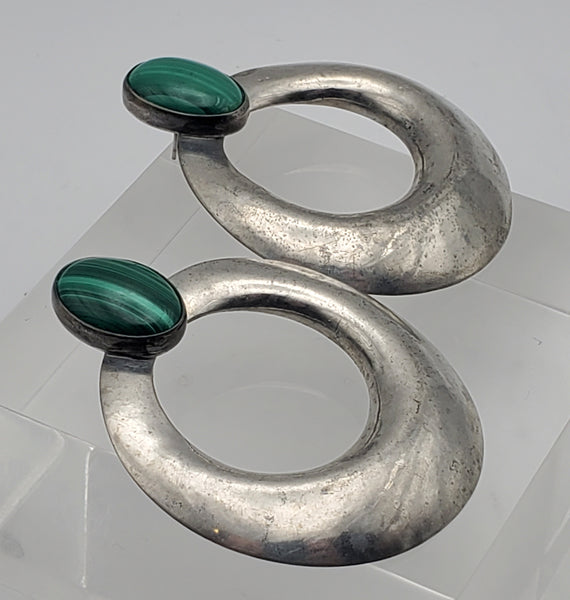 Vintage Handmade Malachite Earrings