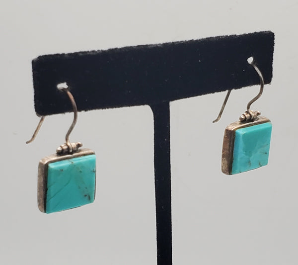 Vintage Sterling Silver Faux Turquoise Earrings