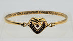 Vintage Ruby Heart Charm Gold Plated  Bangle Bracelet