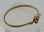 Vintage Ruby Heart Charm Gold Plated  Bangle Bracelet