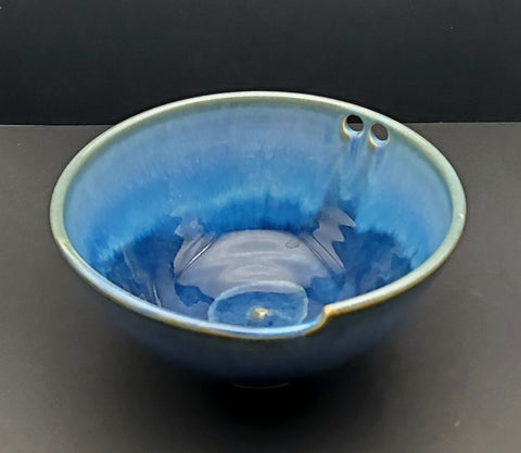Handmade Ceramic Glazed Noodle or Ramen Bowl with Built In Chopstick Rest