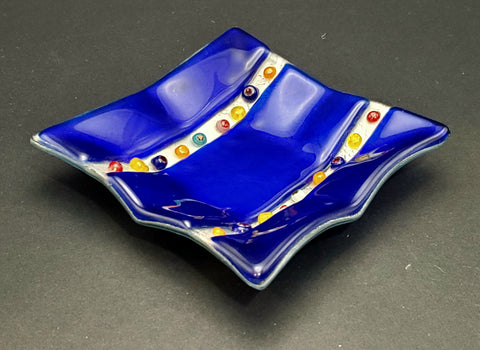 Vintage Handmade Glass Trinket Tray