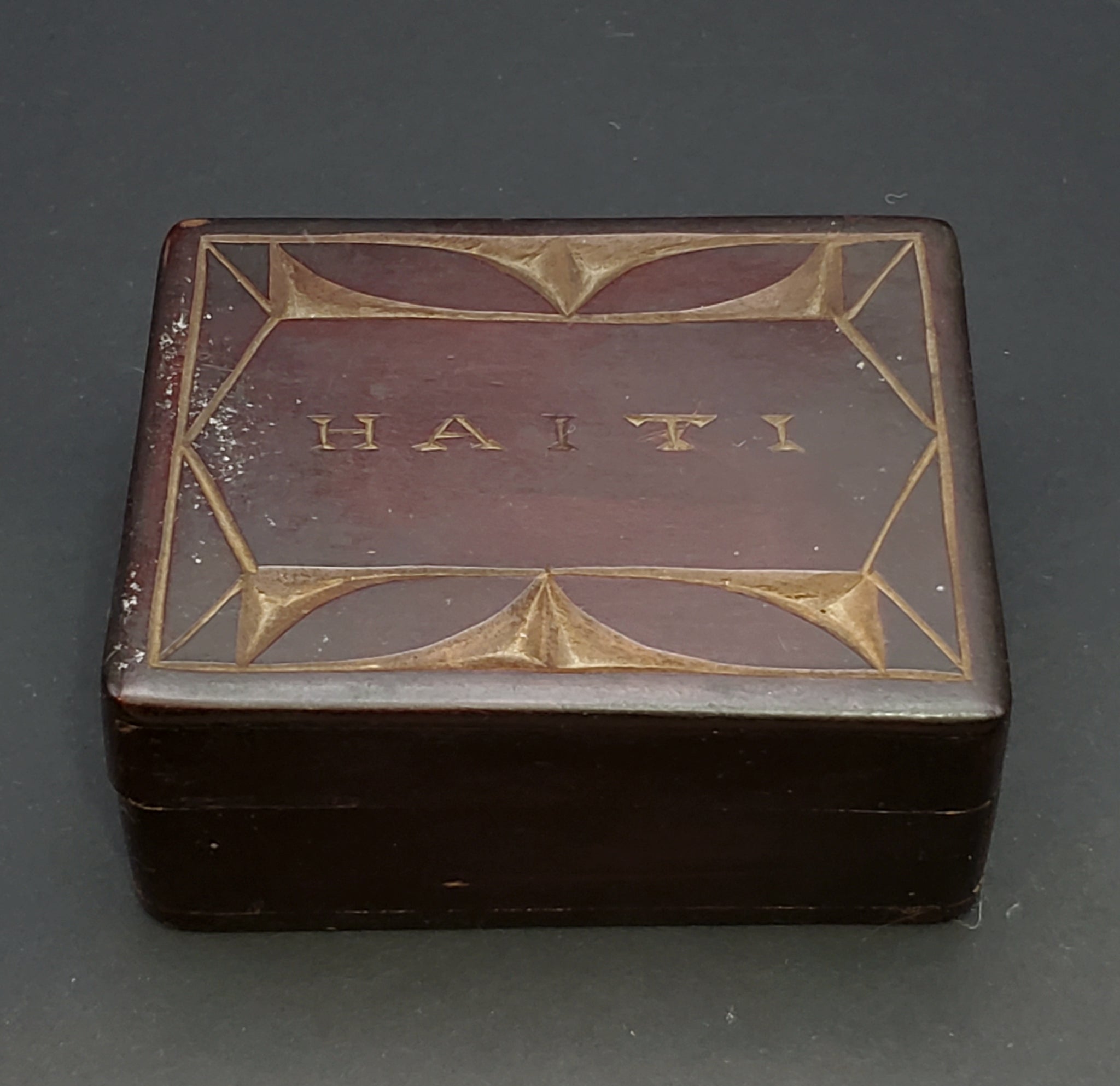 Vintage Hand Carved Wood "Haiti" Keepsake Box