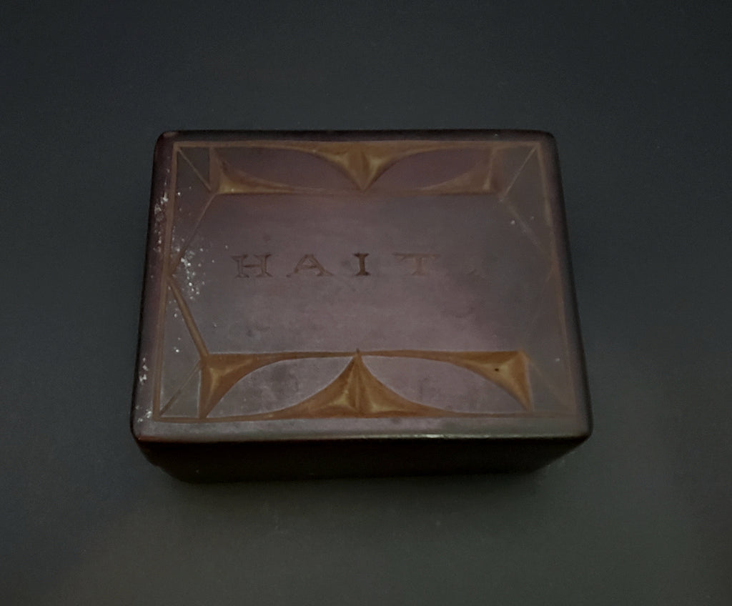 Vintage Hand Carved Wood "Haiti" Keepsake Box