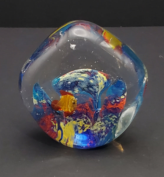 Vintage Handmade Glass "Aquarium" Paperweight