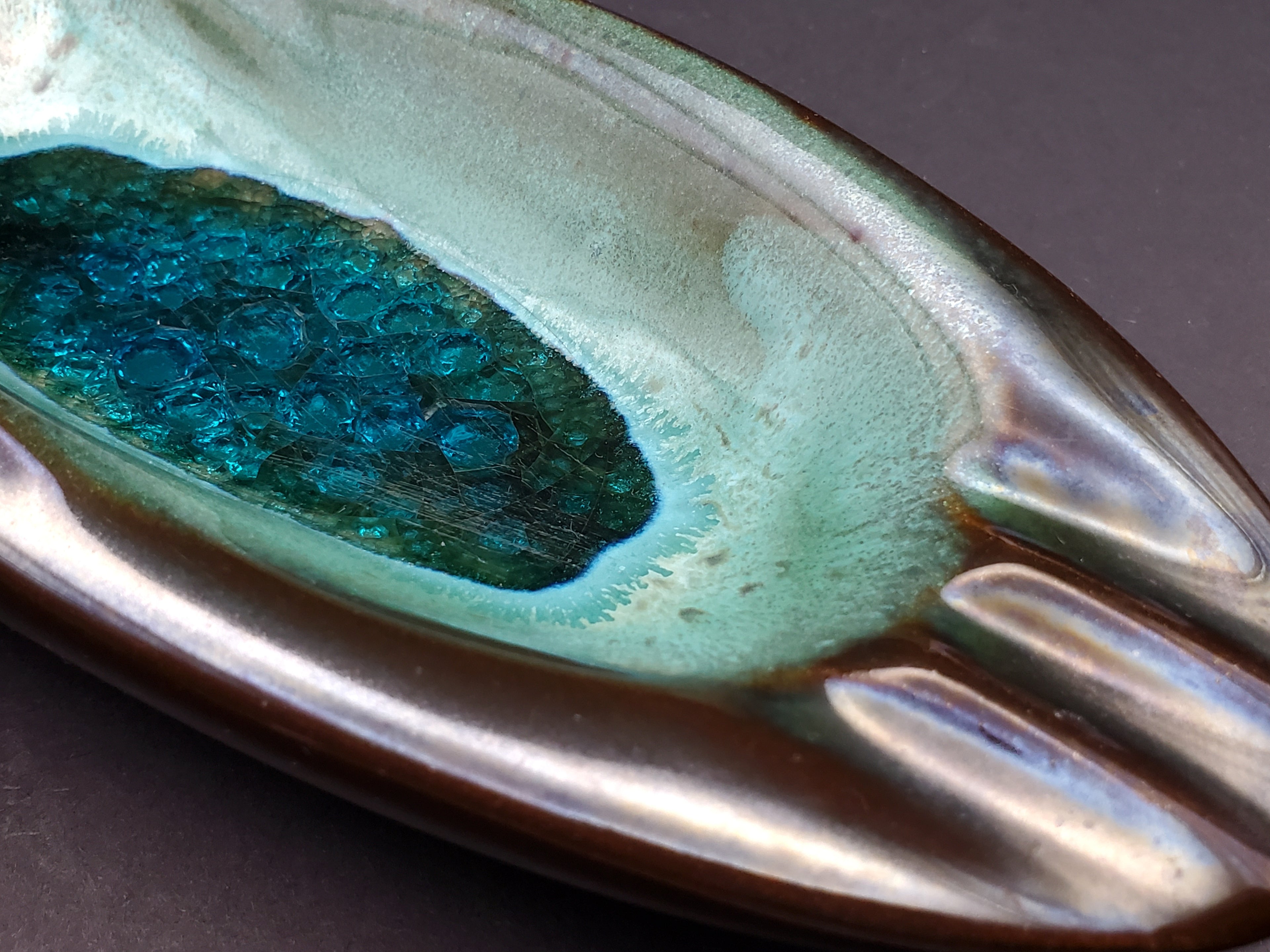 Vintage Handmade Beautifully Glazed Ceramic Ashtray