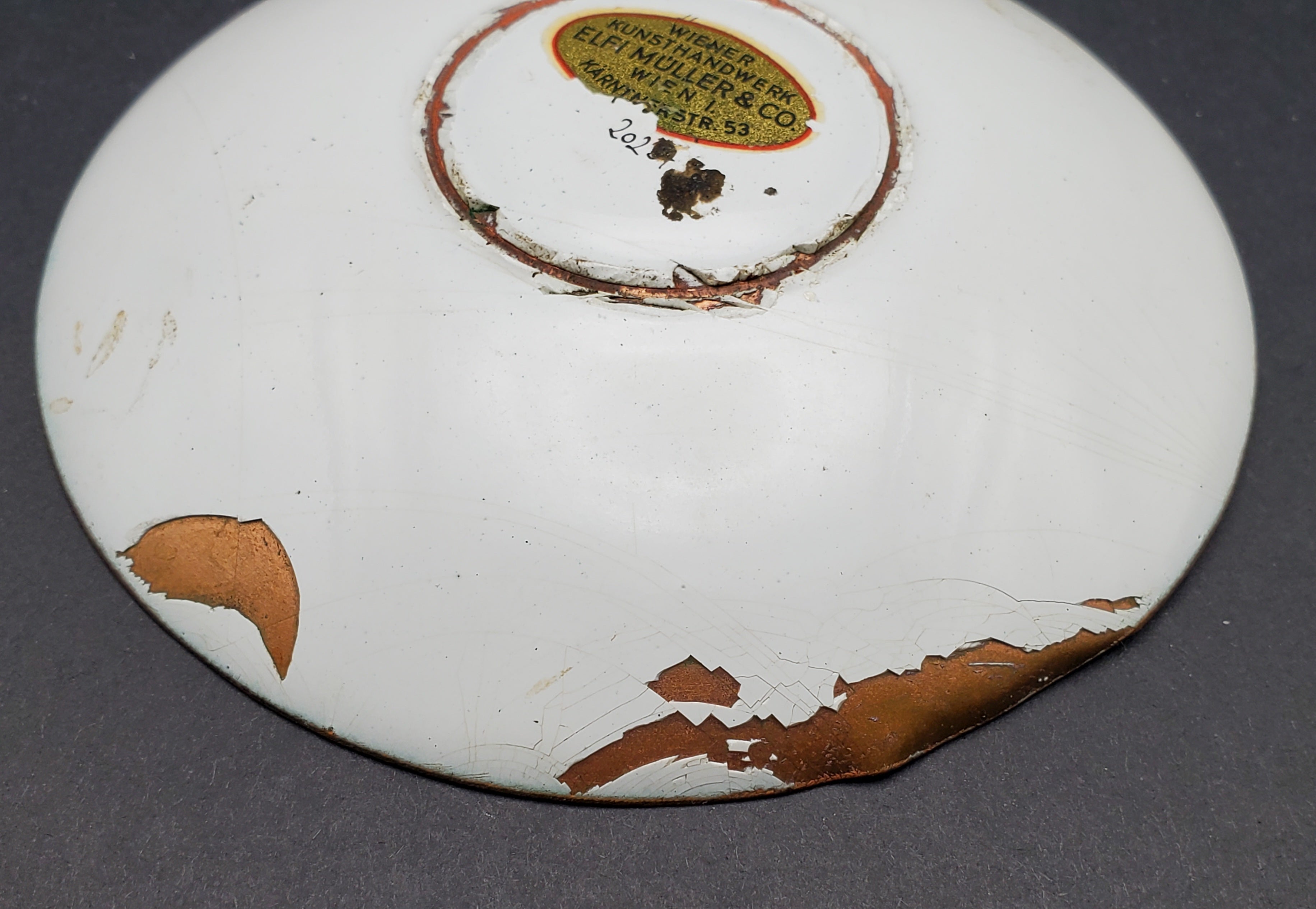 Elfi Muller - Vintage Hand Painted Enameled Copper Dish - DAMAGED