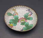 Vintage Small White Cloisonne Floral Dish