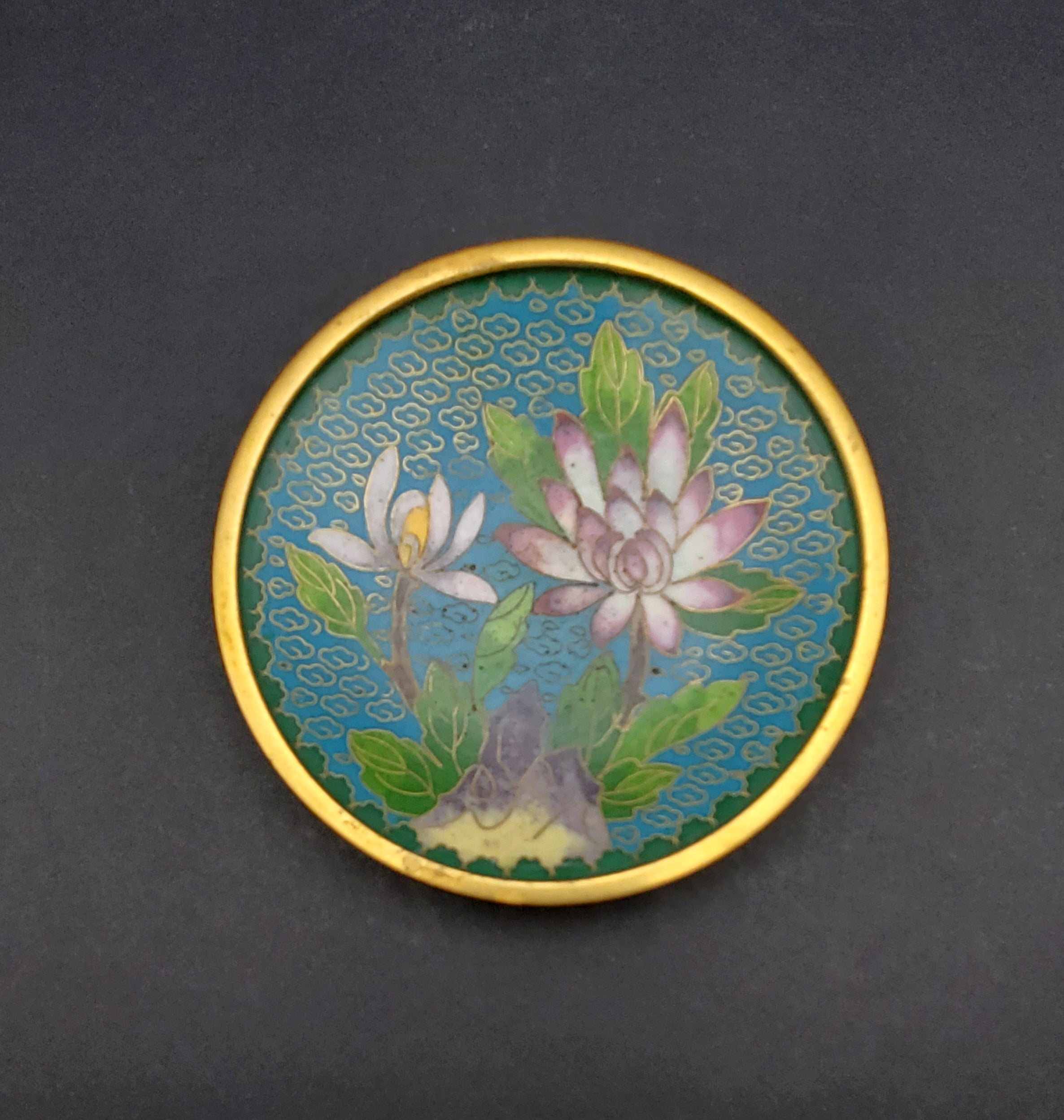 Vintage Floral Cloisonne Enamel Trinket Dish