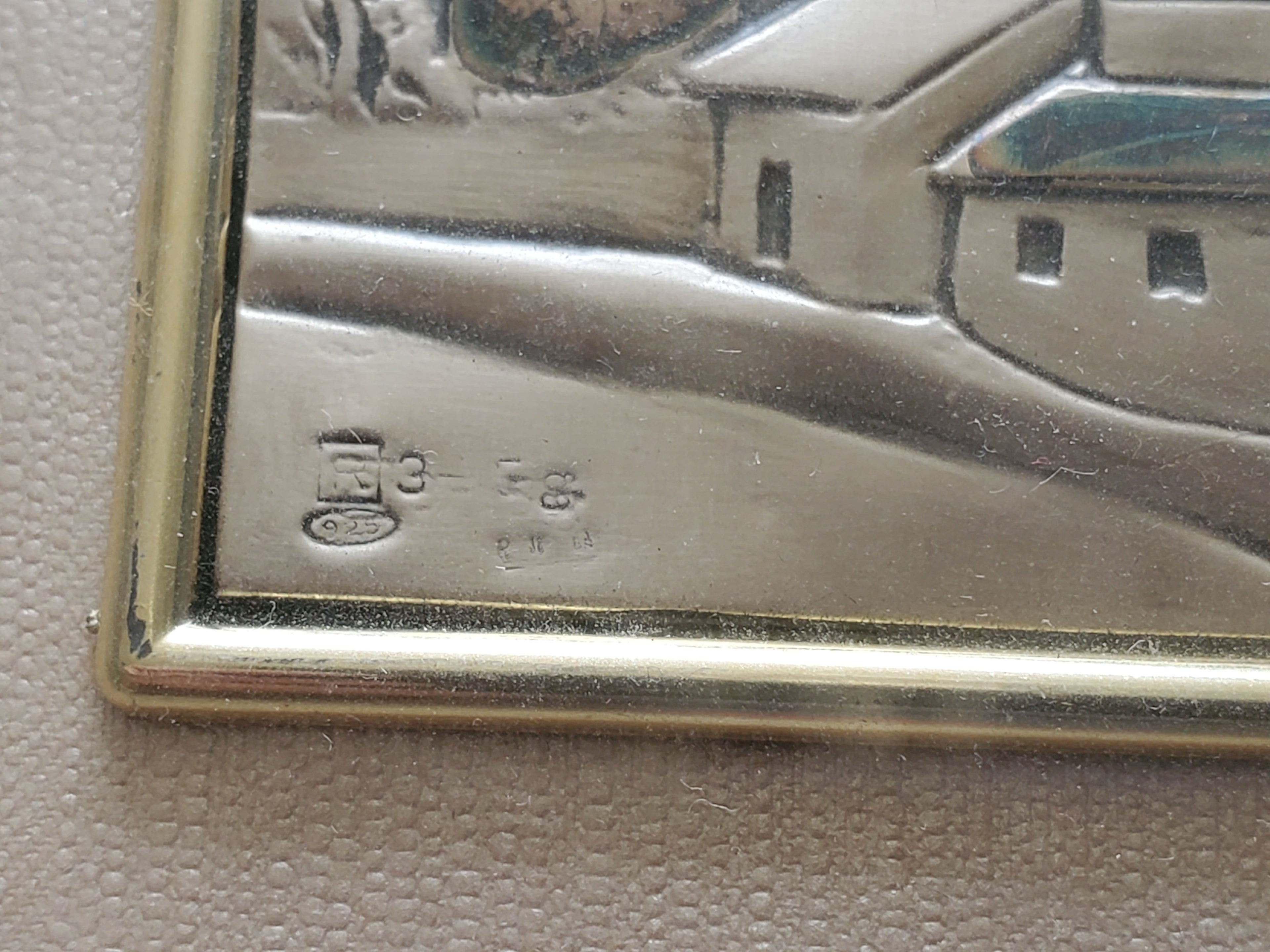 Vintage Sterling Silver Repousse Landscape Framed