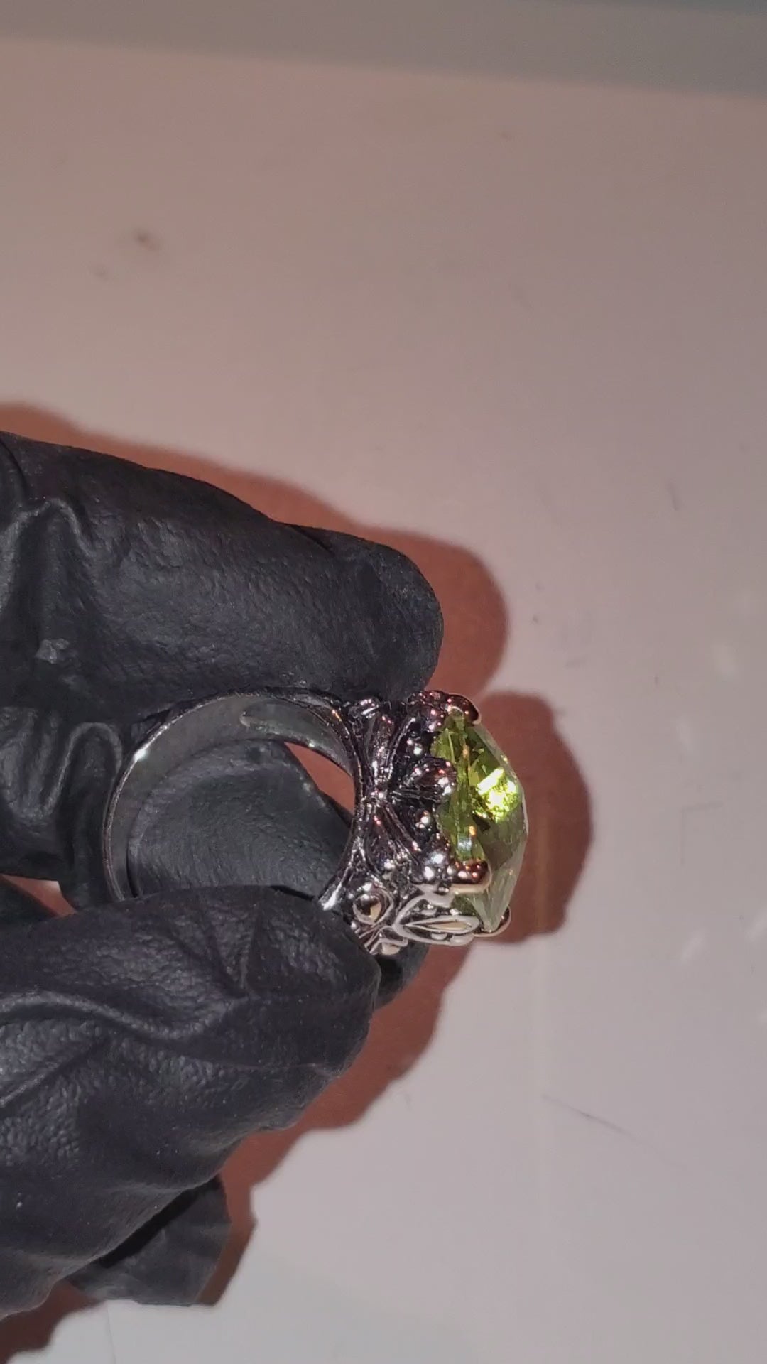 Electric Green Stunning Fire Cubic Zirconia 18K Gold Plate Accented Ring - Size 8