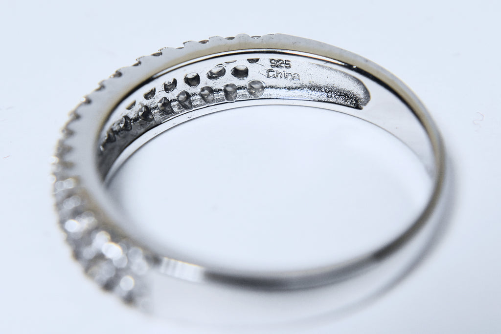 Sterling Silver Colorless Topaz Pave Set Band - Size 9