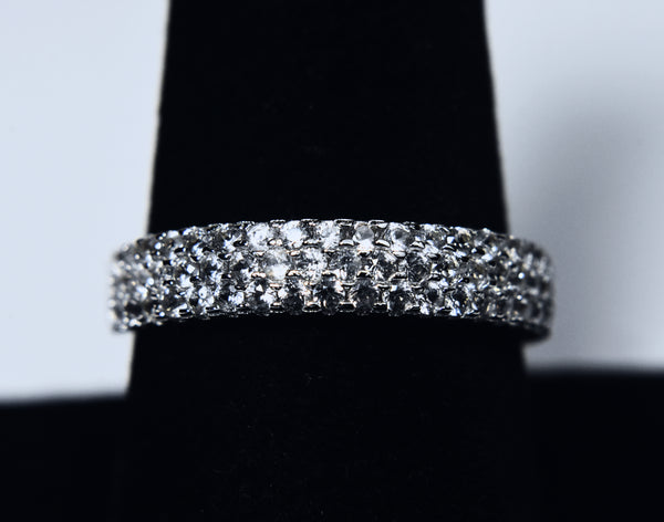 Sterling Silver Colorless Topaz Pave Set Band - Size 9