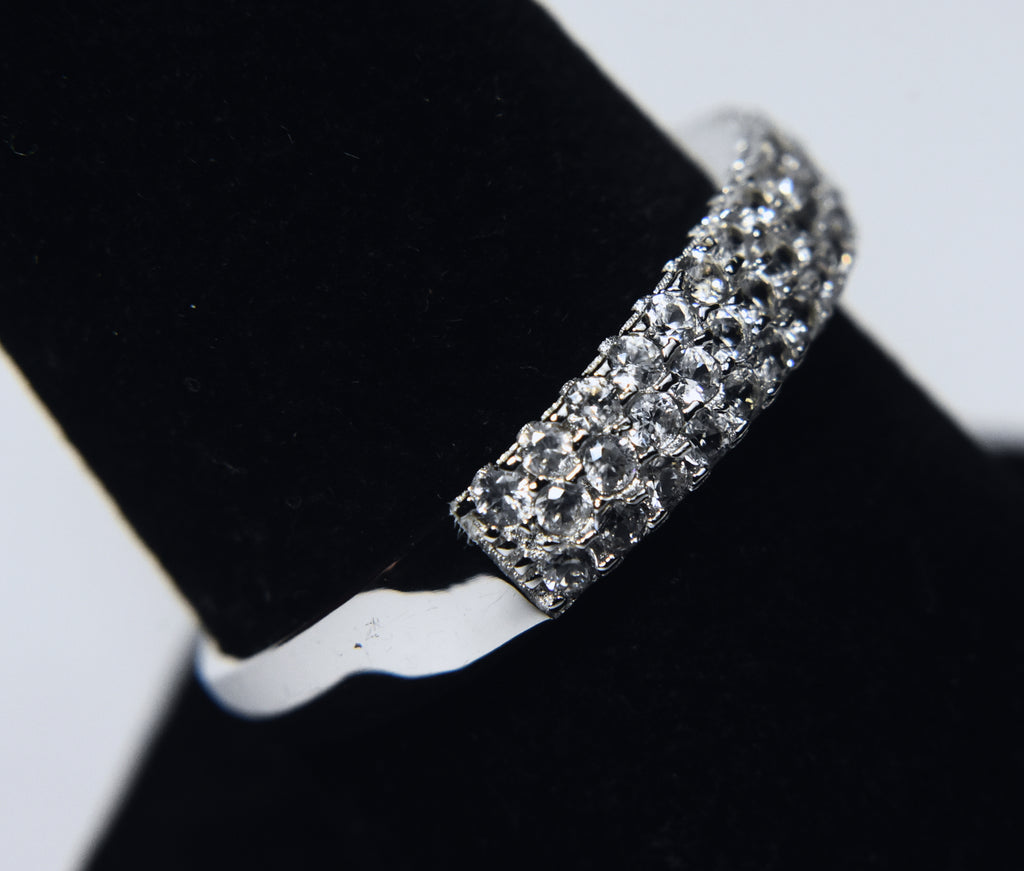 Sterling Silver Colorless Topaz Pave Set Band - Size 9