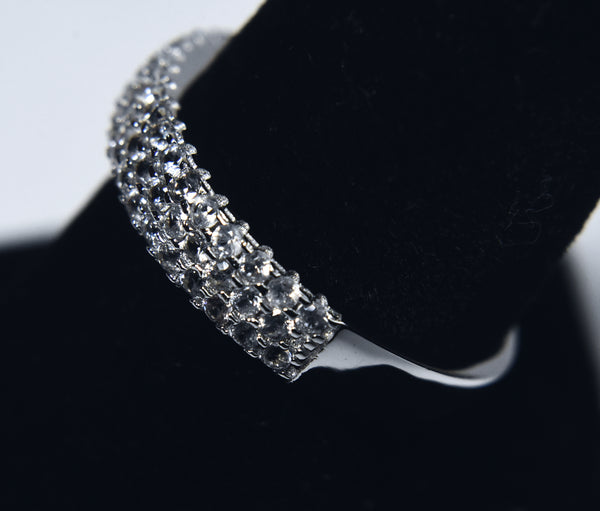 Sterling Silver Colorless Topaz Pave Set Band - Size 9