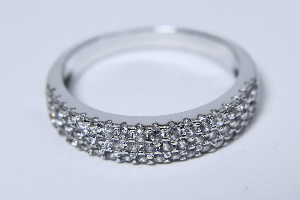 Sterling Silver Colorless Topaz Pave Set Band - Size 9