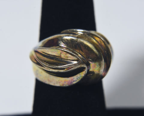 Vintage Sterling Silver Abstract Design Dome Ring - Size 6.25