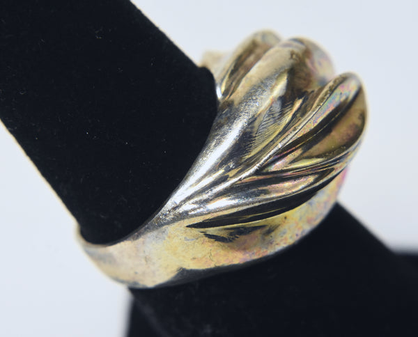 Vintage Sterling Silver Abstract Design Dome Ring - Size 6.25