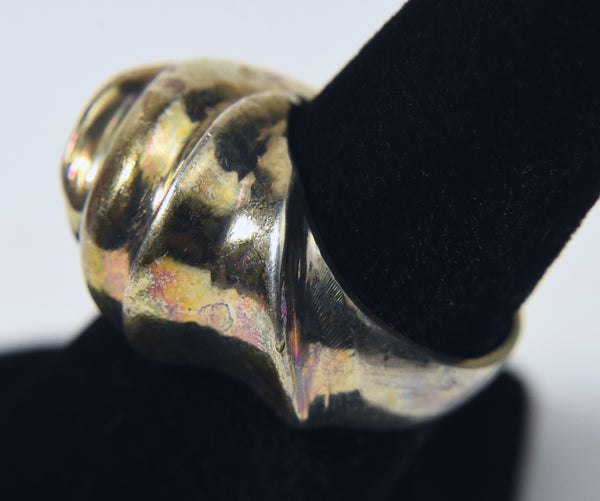 Vintage Sterling Silver Abstract Design Dome Ring - Size 6.25