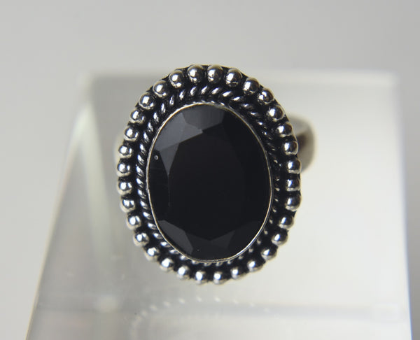 Black Onyx 800 Silver Ring - Size 9.25
