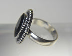 Black Onyx Silver Tone Metal Ring - Size 9.25