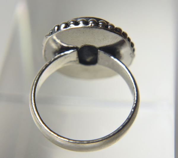 Black Onyx 800 Silver Ring - Size 9.25