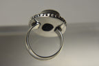 Black Onyx Cabochon Silver Tone Metal Ring - Size 6.5