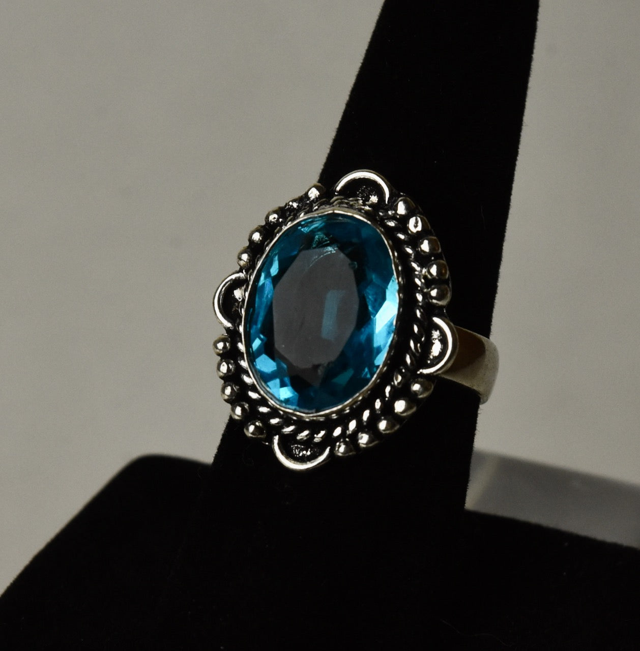 Blue Topaz 800 Silver Ring - Size 7.5