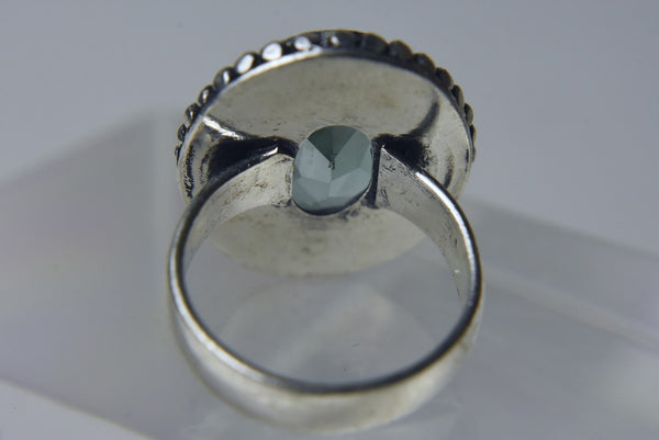 Green Amethyst 800 Silver Ring - Size 6.5