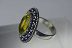 Lemon Quartz Silver Tone Metal Ring - Size 8.5